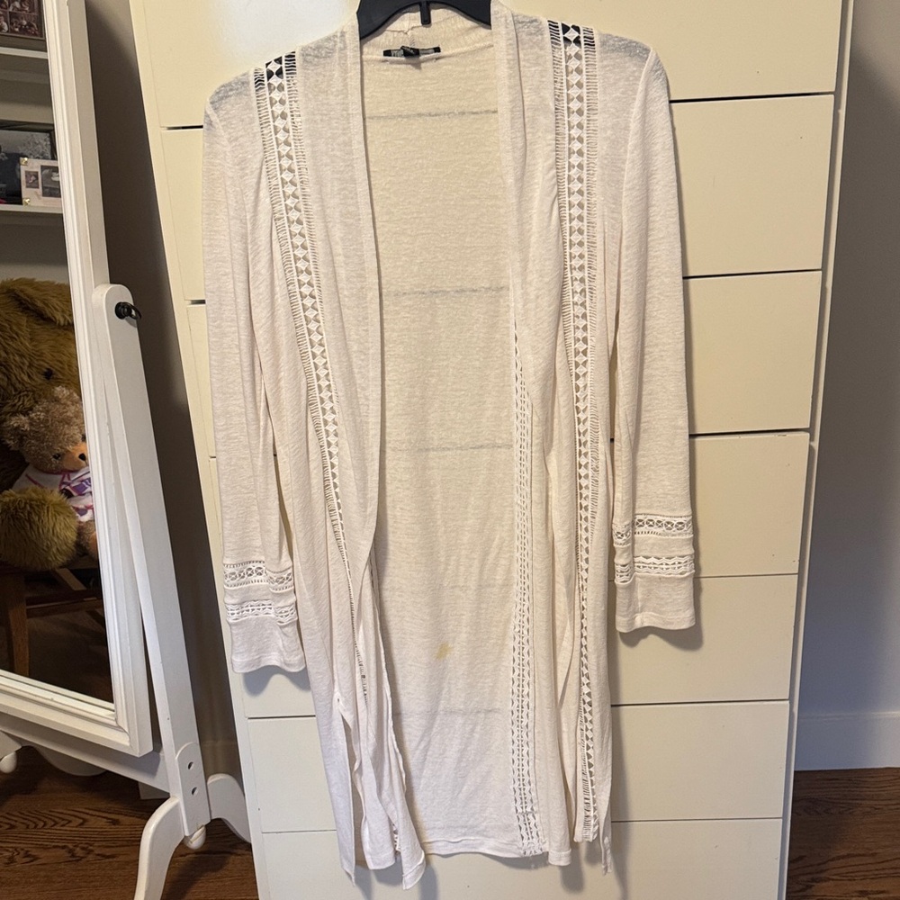 INC International Concepts Cream Open-Front Cardigan
